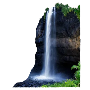 Waterfall In Volcanic Landscape Png Tbt PNG image