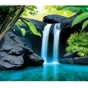 Waterfall Over Cave Entrance PNG 05212024