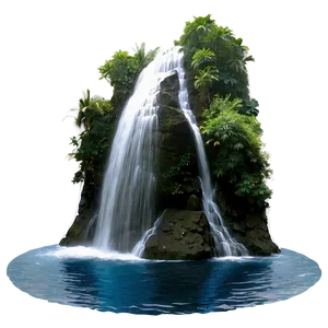 Waterfall Splashing Into Ocean PNG 05212024