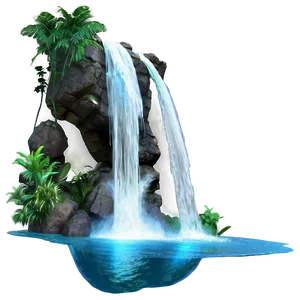Waterfall Splashing Into Ocean PNG 67