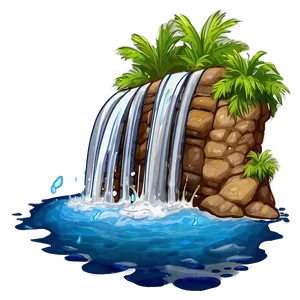 Waterfall Splashing Into Ocean PNG Sle