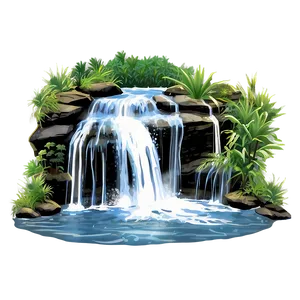 Waterfall Splashing On Rocky Cliff PNG Gya PNG