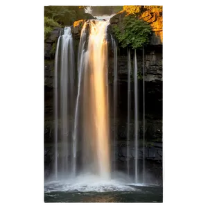 Waterfall Sunset Silhouette PNG Tpk21