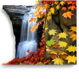 Waterfall Through Autumn Leaves Png 1 PNG image