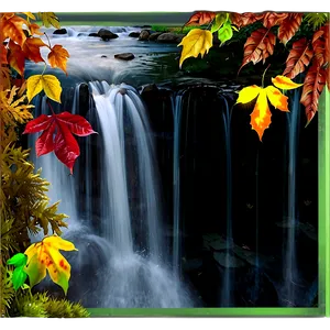 Waterfall Through Autumn Leaves Png Bya61 PNG image