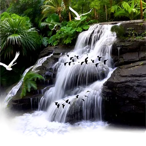Waterfall With Birds Flying Over PNG 38 PNG