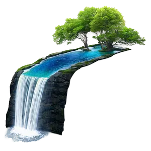 Waterfall With Colorful Fish PNG Kju56