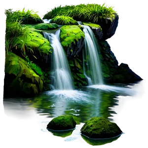 Waterfall With Mossy Rocks PNG Hri9 PNG