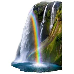 Waterfall With Rainbow Png Dli35 PNG image
