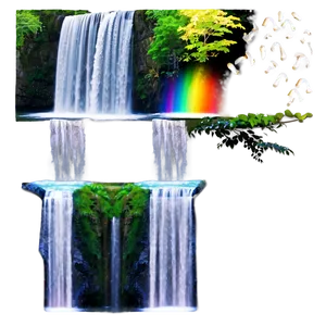 Waterfall With Rainbow Png Xdu PNG image