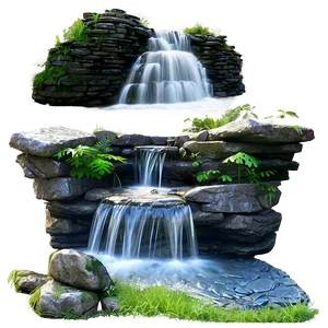 Waterfall With Stone Pathway PNG 35