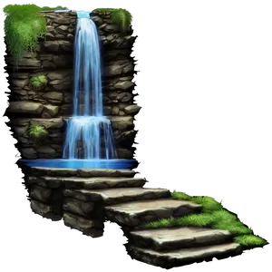 Waterfall With Stone Pathway PNG Nvs52