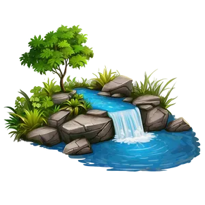 Waterfall With Stone Pathway Png Xoe98 PNG image