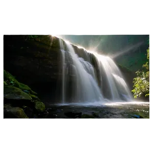 Waterfall With Sunbeam Rays PNG Jjb
