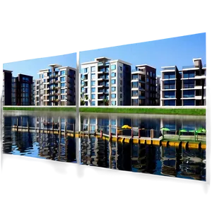 Waterfront Apartment Scene PNG 05242024