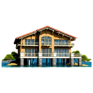 Waterfront Mansion View PNG 21