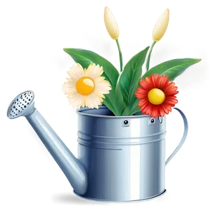 Watering Can And Flowers PNG 05212024