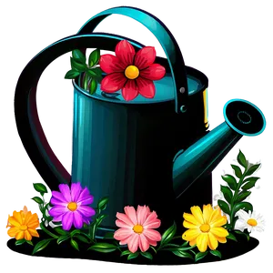 Watering Can And Flowers PNG Cml87