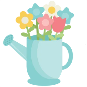 Watering Can Bouquet Graphic PNG image