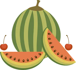 Watermelonand Slices Vector PNG image