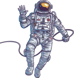 Waving Astronaut Cartoon