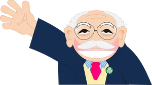 Waving Cartoon Grandfather Vector