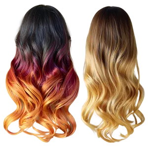 Wavy Hair Ombre Effect PNG 44 PNG