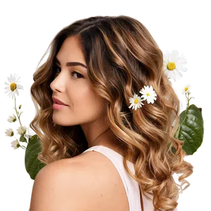 Wavy Hair With Flowers Png 06272024 PNG image