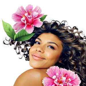 Wavy Hair With Flowers Png 31 PNG image