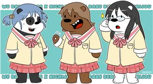 We Bare Bears Anime School Uniforms PNG image