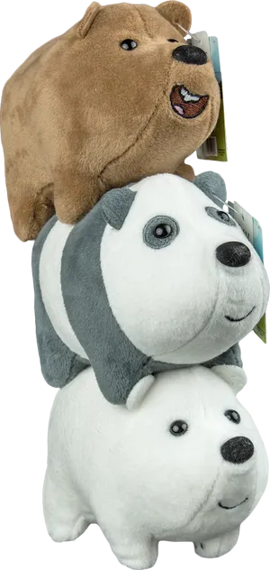 We Bare Bears Stacked Plush Toys PNG image