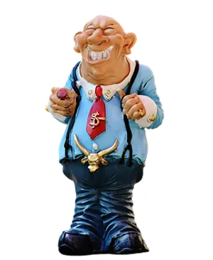 Wealthy Cartoon Figure Holding Money Bag