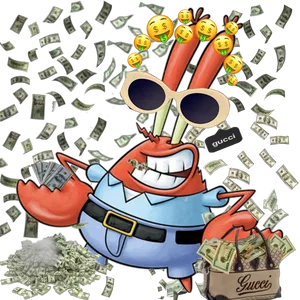 Wealthy Mr Krabswith Moneyand Gucci Bags PNG image