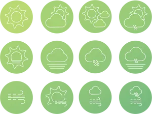 Weather_ Icons_ Set_ Green_ Background PNG image