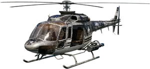 Weathered Helicopter Isolatedon Black PNG image