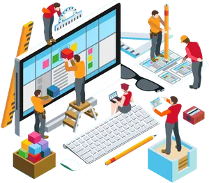 Web Design Team Collaboration Illustration PNG image