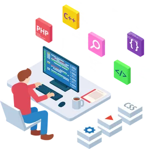 Web Developer Programming Languages Isometric PNG image