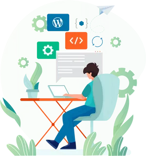 Web Developer Working Illustration PNG image