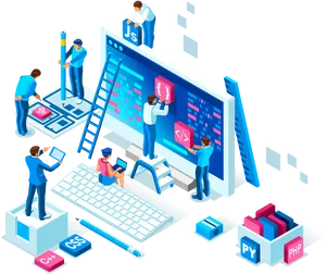 Web Development Team Illustration PNG image