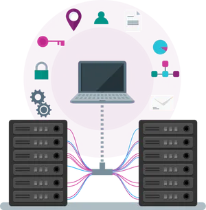 Web Hosting Infrastructure Graphic PNG image