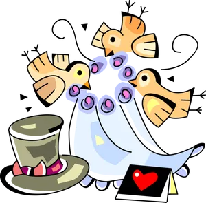 Wedding Birds Celebration Clipart PNG image