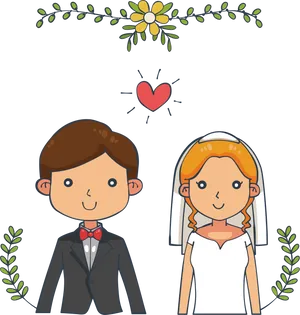 Wedding Couple Cartoon Illustration PNG image