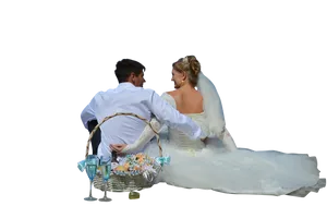 Wedding Couple Sharing Moment PNG image