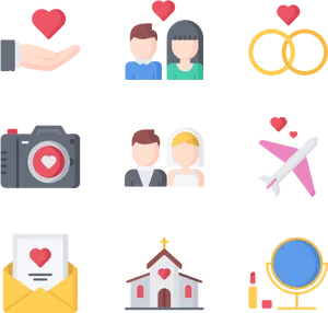 Wedding Icons Set PNG