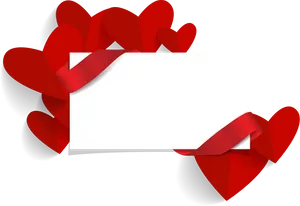 Wedding Invitation Card Red Hearts Ribbon PNG image