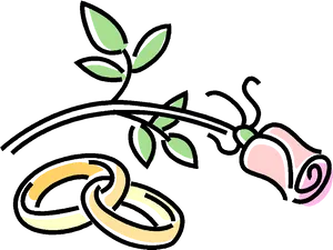 Wedding Ringsand Rose Graphic PNG
