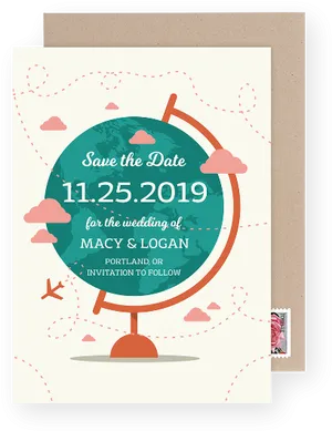 Wedding Save The Date Globe Design PNG image