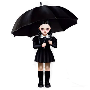 Wednesday Addams Black Umbrella Png Amx PNG image