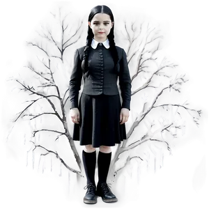 Wednesday Addams In The Woods Png Mca50 PNG image