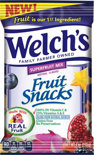 Welchs Superfruit Mix Fruit Snacks Package PNG image